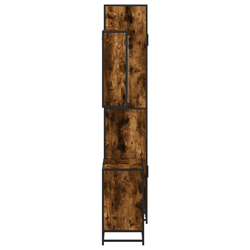 vidaXL 3-tlg. Badmöbel-Set Räuchereiche Holzwerkstoff