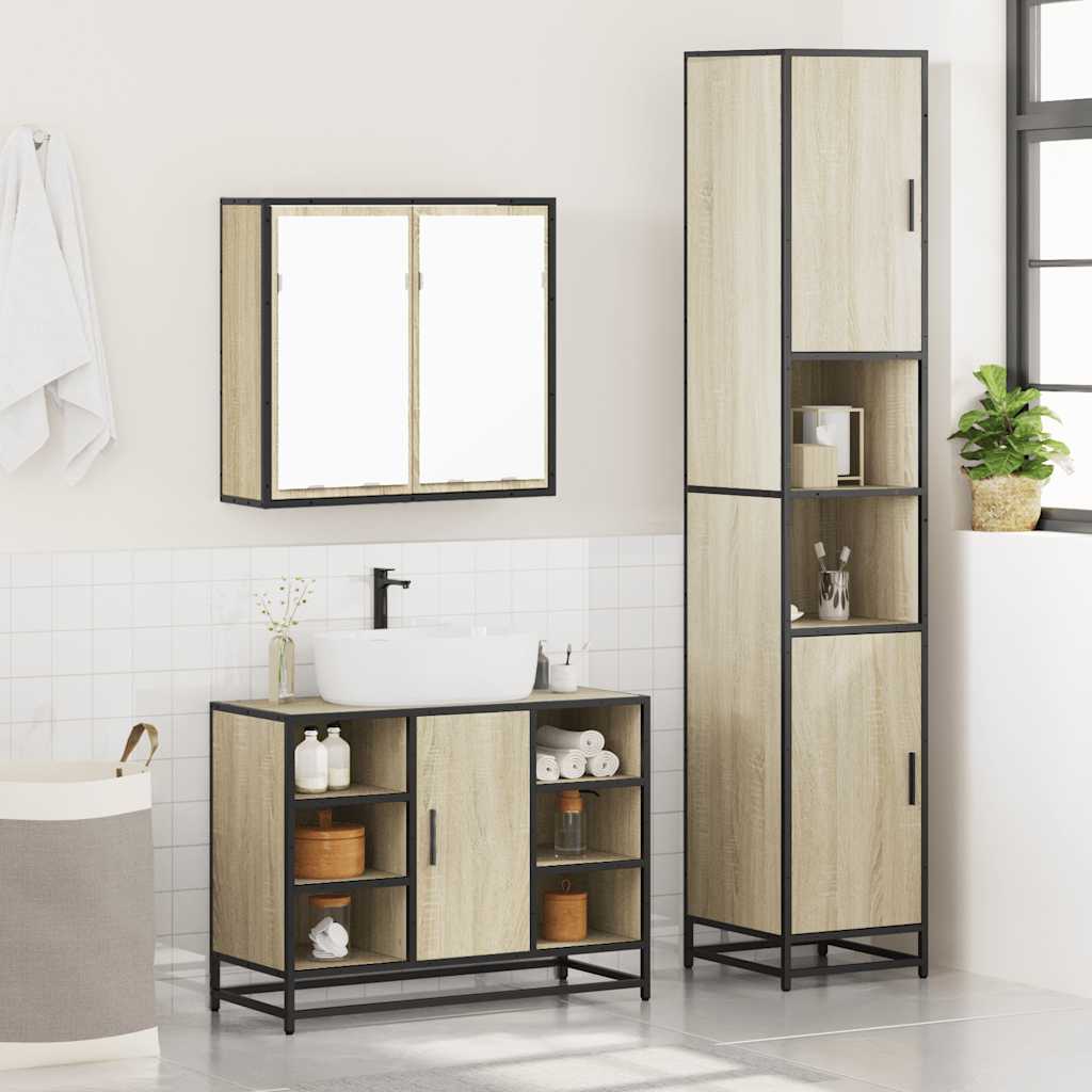 vidaXL Ensemble de meubles de salle de bain 3 pcs Chêne Sonoma Aggloméré