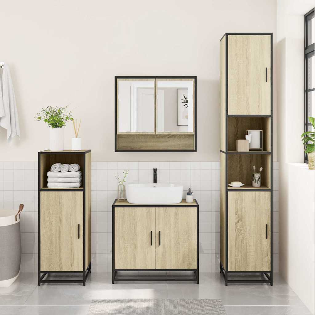 vidaXL Ensemble de meubles de salle de bain 3 pcs Chêne Sonoma Aggloméré