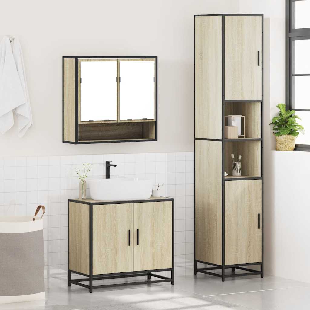 vidaXL Ensemble de meubles de salle de bain 3 pcs Chêne Sonoma Aggloméré