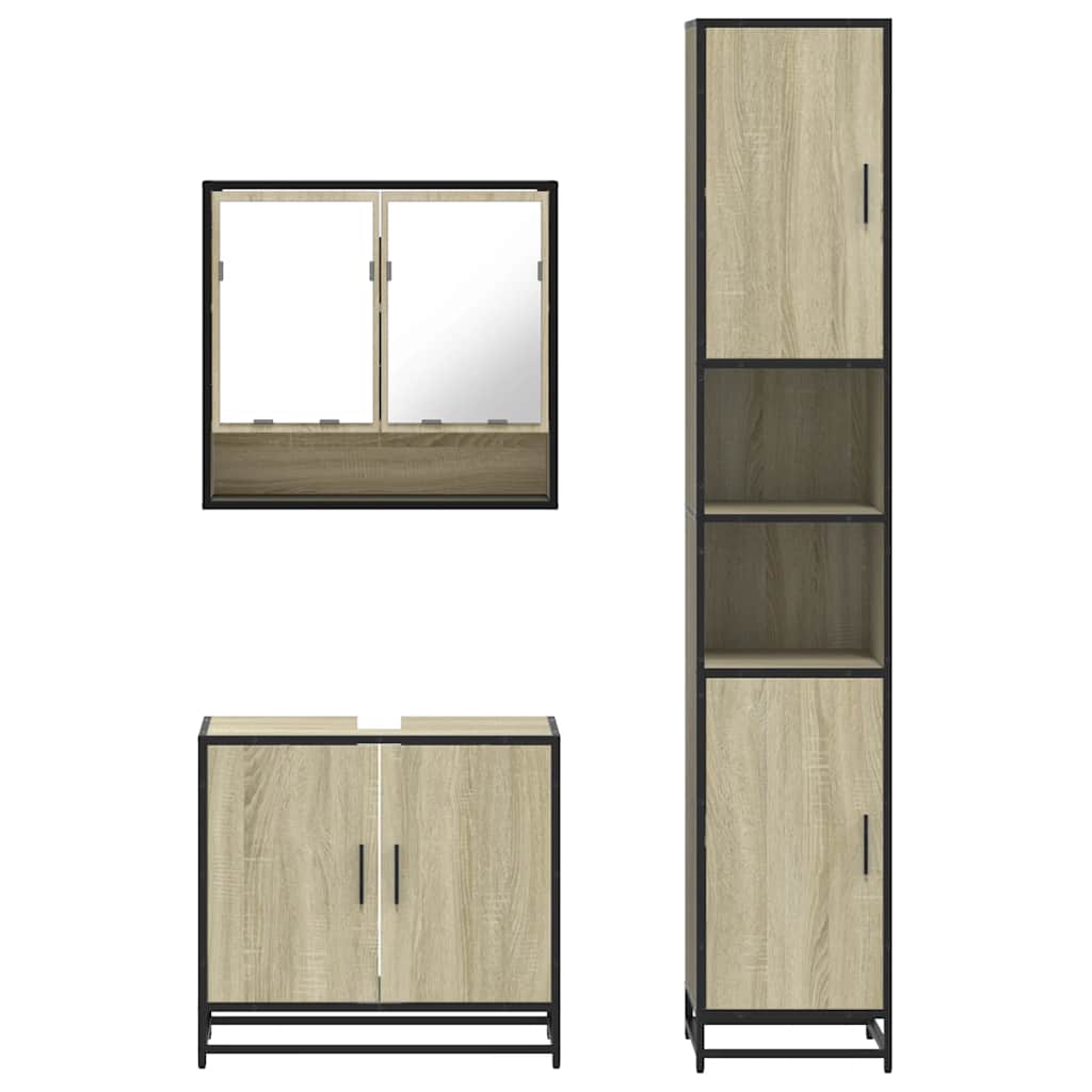 vidaXL Ensemble de meubles de salle de bain 3 pcs Chêne Sonoma Aggloméré