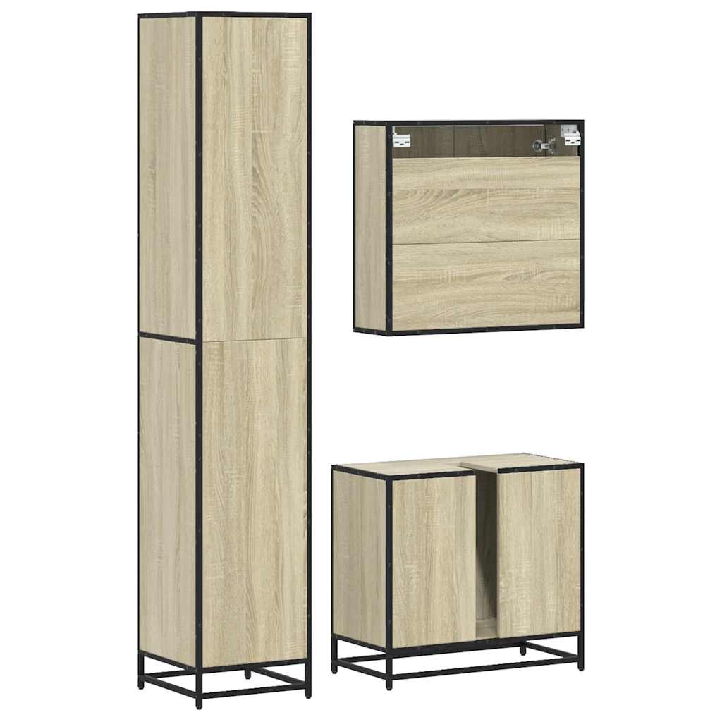 vidaXL Ensemble de meubles de salle de bain 3 pcs Chêne Sonoma Aggloméré