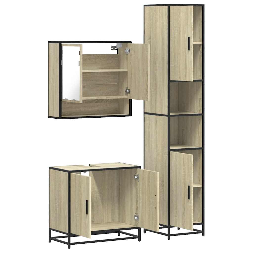 vidaXL Ensemble de meubles de salle de bain 3 pcs Chêne Sonoma Aggloméré