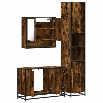 vidaXL 3-tlg. Badmöbel-Set Räuchereiche Holzwerkstoff