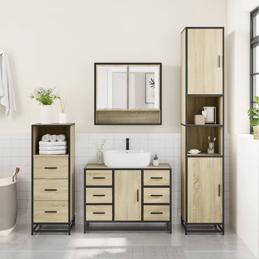vidaXL Ensemble de meubles de salle de bain 3 pcs Chêne Sonoma Aggloméré