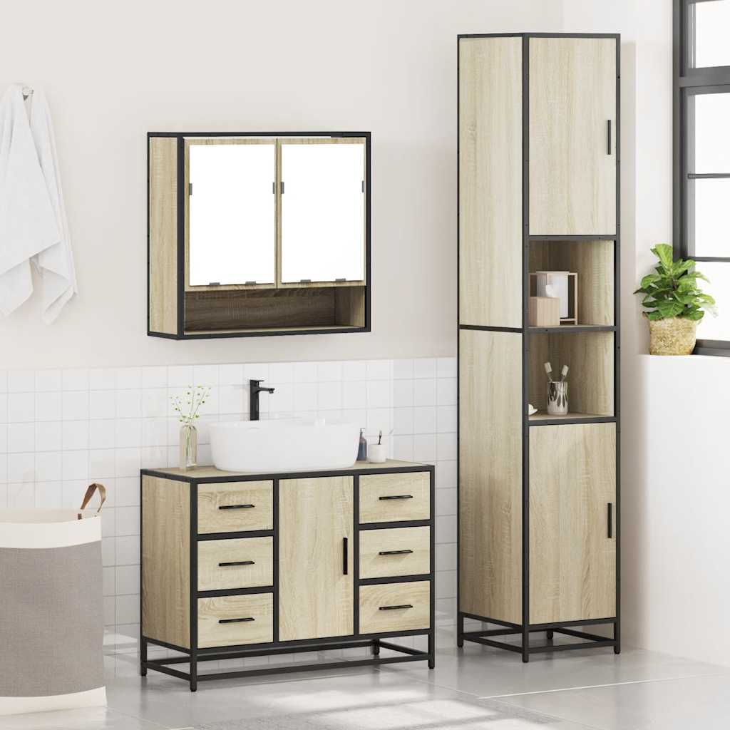 vidaXL Ensemble de meubles de salle de bain 3 pcs Chêne Sonoma Aggloméré