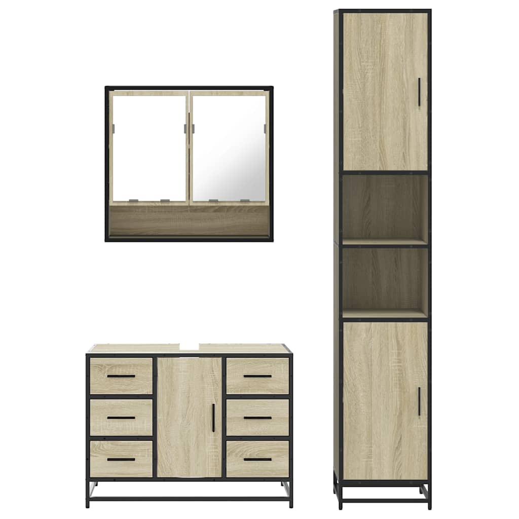 vidaXL Ensemble de meubles de salle de bain 3 pcs Chêne Sonoma Aggloméré