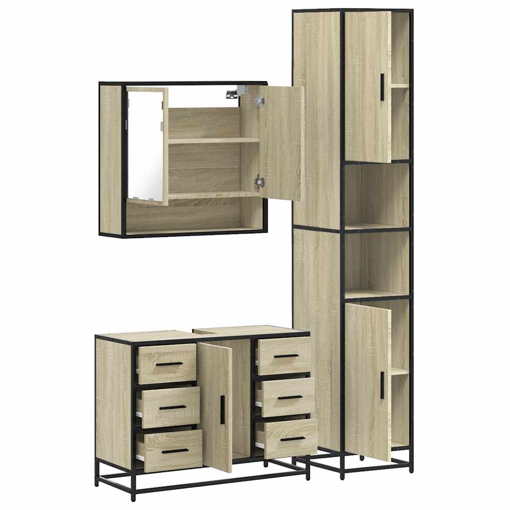 vidaXL Ensemble de meubles de salle de bain 3 pcs Chêne Sonoma Aggloméré