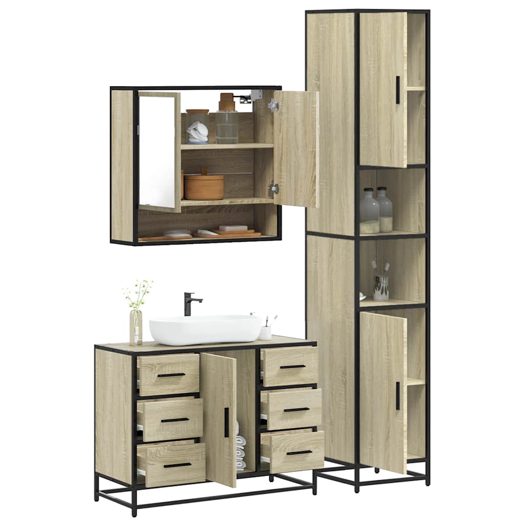 vidaXL Ensemble de meubles de salle de bain 3 pcs Chêne Sonoma Aggloméré