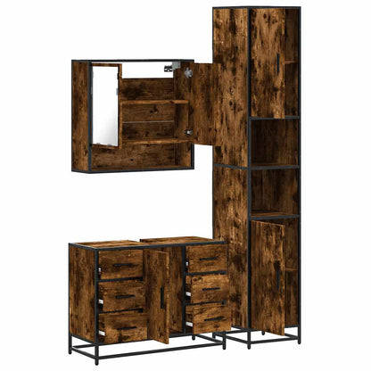 vidaXL 3-tlg. Badmöbel-Set Räuchereiche Holzwerkstoff