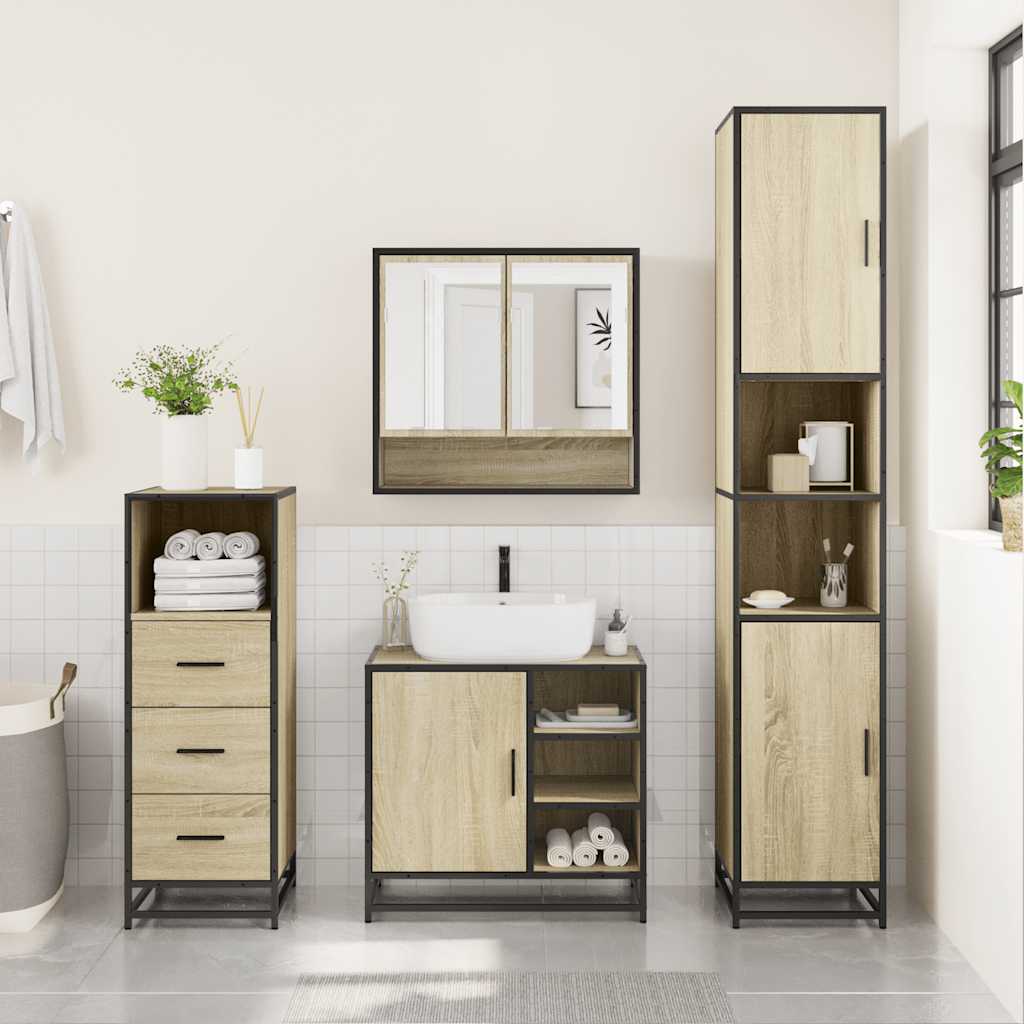 vidaXL Ensemble de meubles de salle de bain 3 pcs Chêne Sonoma Aggloméré