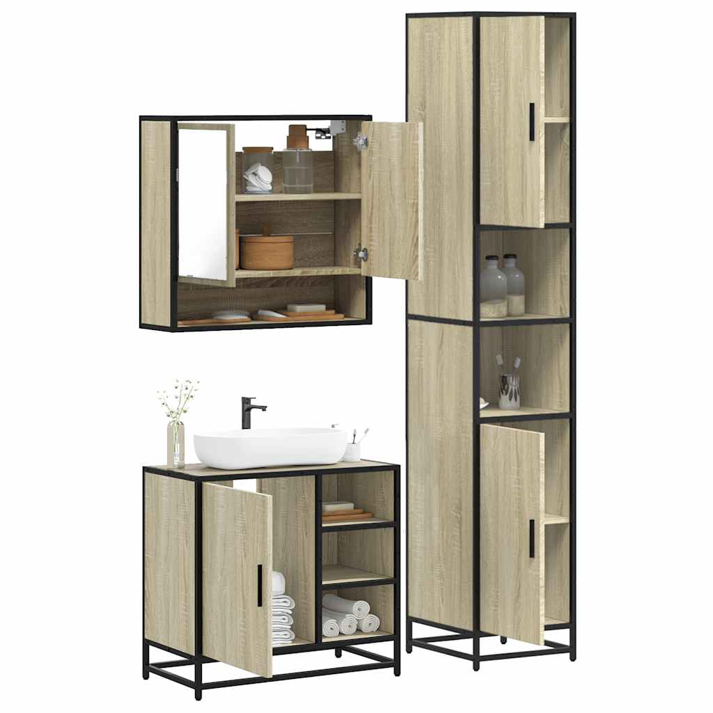 vidaXL Ensemble de meubles de salle de bain 3 pcs Chêne Sonoma Aggloméré