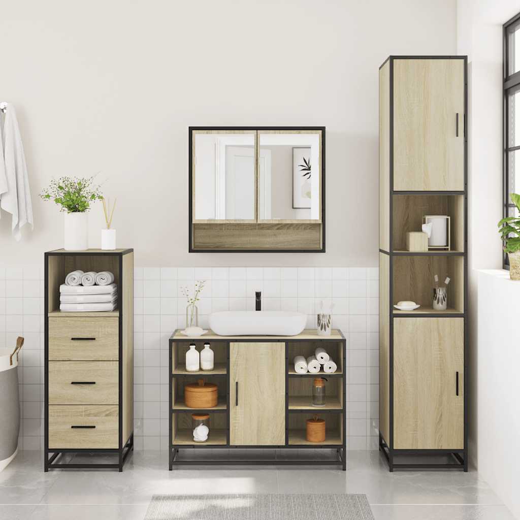 vidaXL Ensemble de meubles de salle de bain 3 pcs Chêne Sonoma Aggloméré