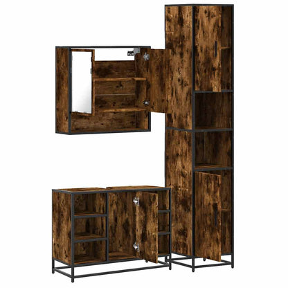 vidaXL 3-tlg. Badmöbel-Set Räuchereiche Holzwerkstoff