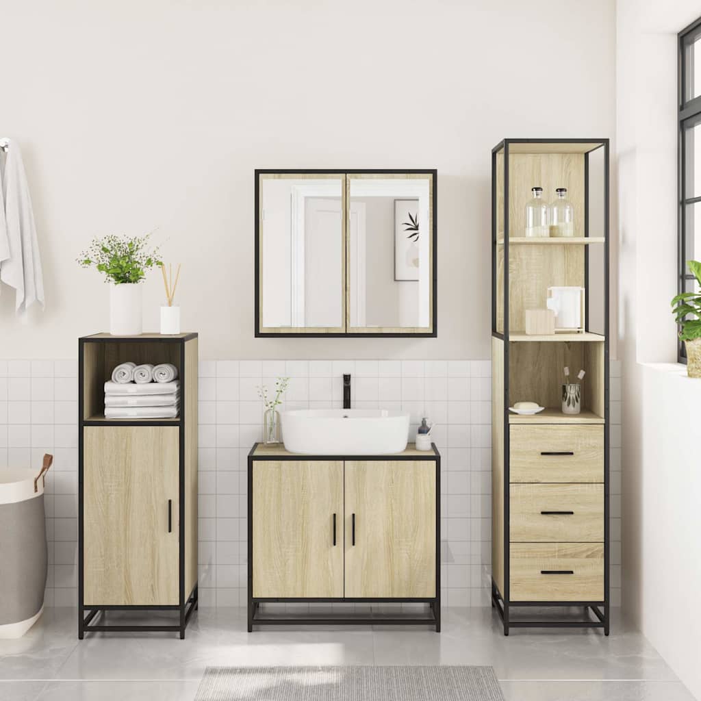vidaXL Ensemble de meubles de salle de bain 3 pcs Chêne Sonoma Aggloméré