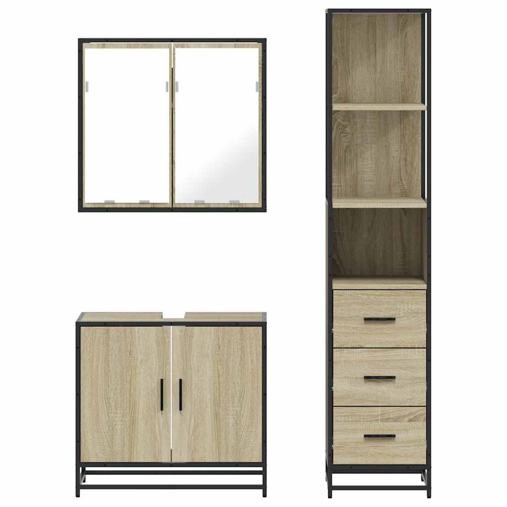 vidaXL Ensemble de meubles de salle de bain 3 pcs Chêne Sonoma Aggloméré