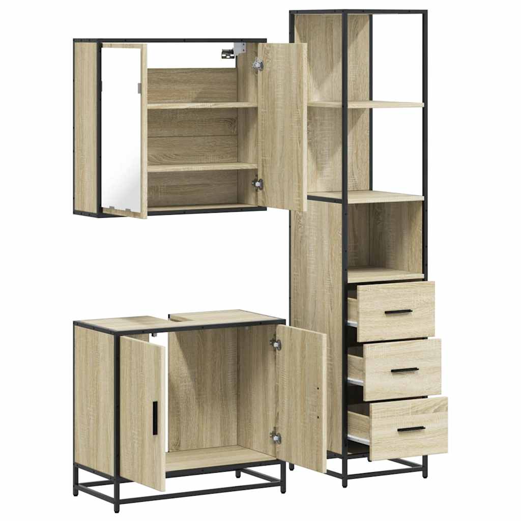 vidaXL Ensemble de meubles de salle de bain 3 pcs Chêne Sonoma Aggloméré