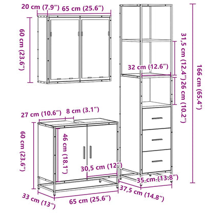 vidaXL Ensemble de meubles de salle de bain 3 pcs Chêne Sonoma Aggloméré