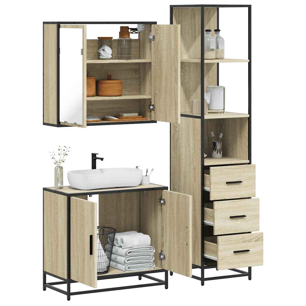 vidaXL Ensemble de meubles de salle de bain 3 pcs Chêne Sonoma Aggloméré