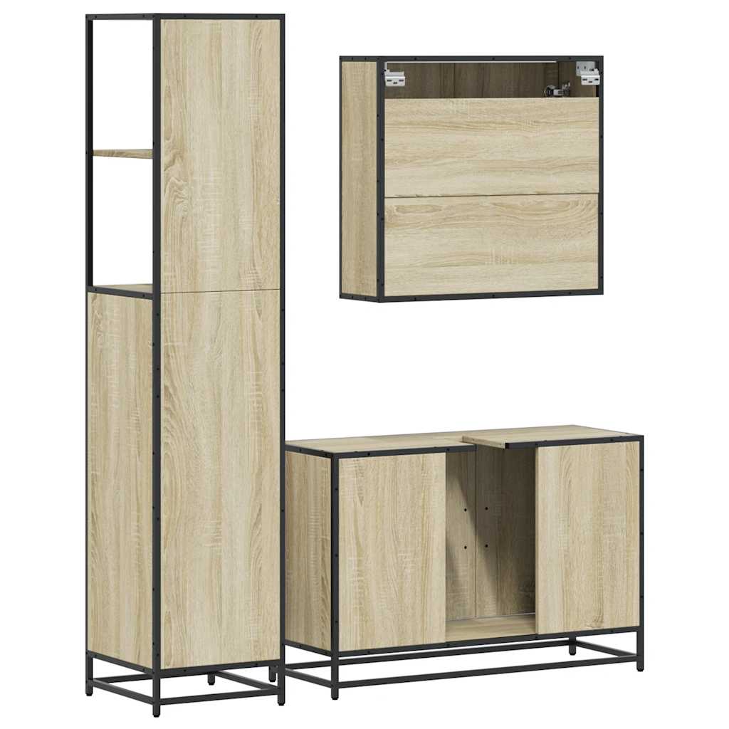vidaXL Ensemble de meubles de salle de bain 3 pcs Chêne Sonoma Aggloméré