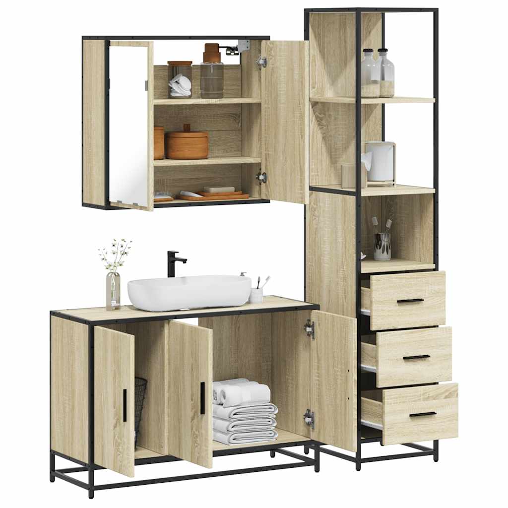 vidaXL Ensemble de meubles de salle de bain 3 pcs Chêne Sonoma Aggloméré