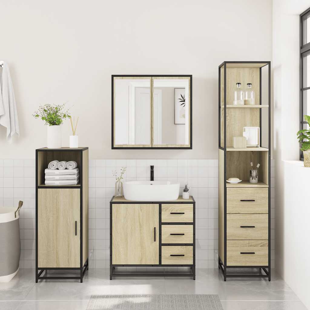vidaXL Ensemble de meubles de salle de bain 3 pcs Chêne Sonoma Aggloméré