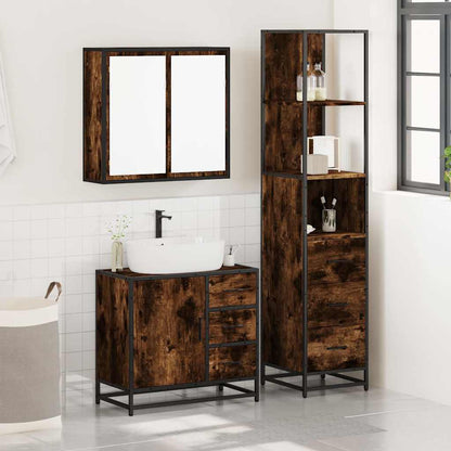 vidaXL Ensemble de meubles de salle de bain 3 pièces Chêne fumé Bois d'ingénierie