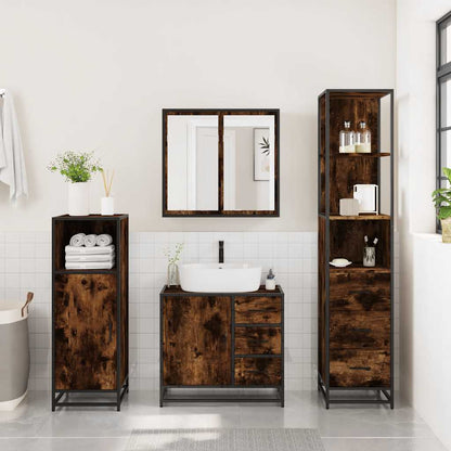 vidaXL Ensemble de meubles de salle de bain 3 pièces Chêne fumé Bois d'ingénierie