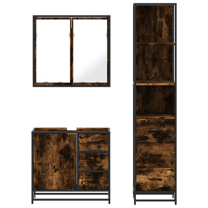 vidaXL Ensemble de meubles de salle de bain 3 pièces Chêne fumé Bois d'ingénierie