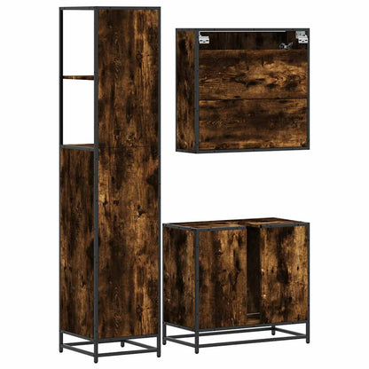vidaXL Ensemble de meubles de salle de bain 3 pièces Chêne fumé Bois d'ingénierie
