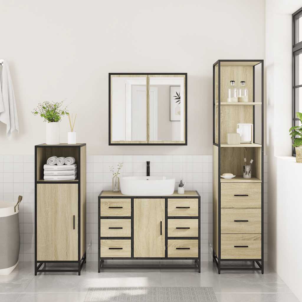 vidaXL Ensemble de meubles de salle de bain 3 pcs Chêne Sonoma Aggloméré