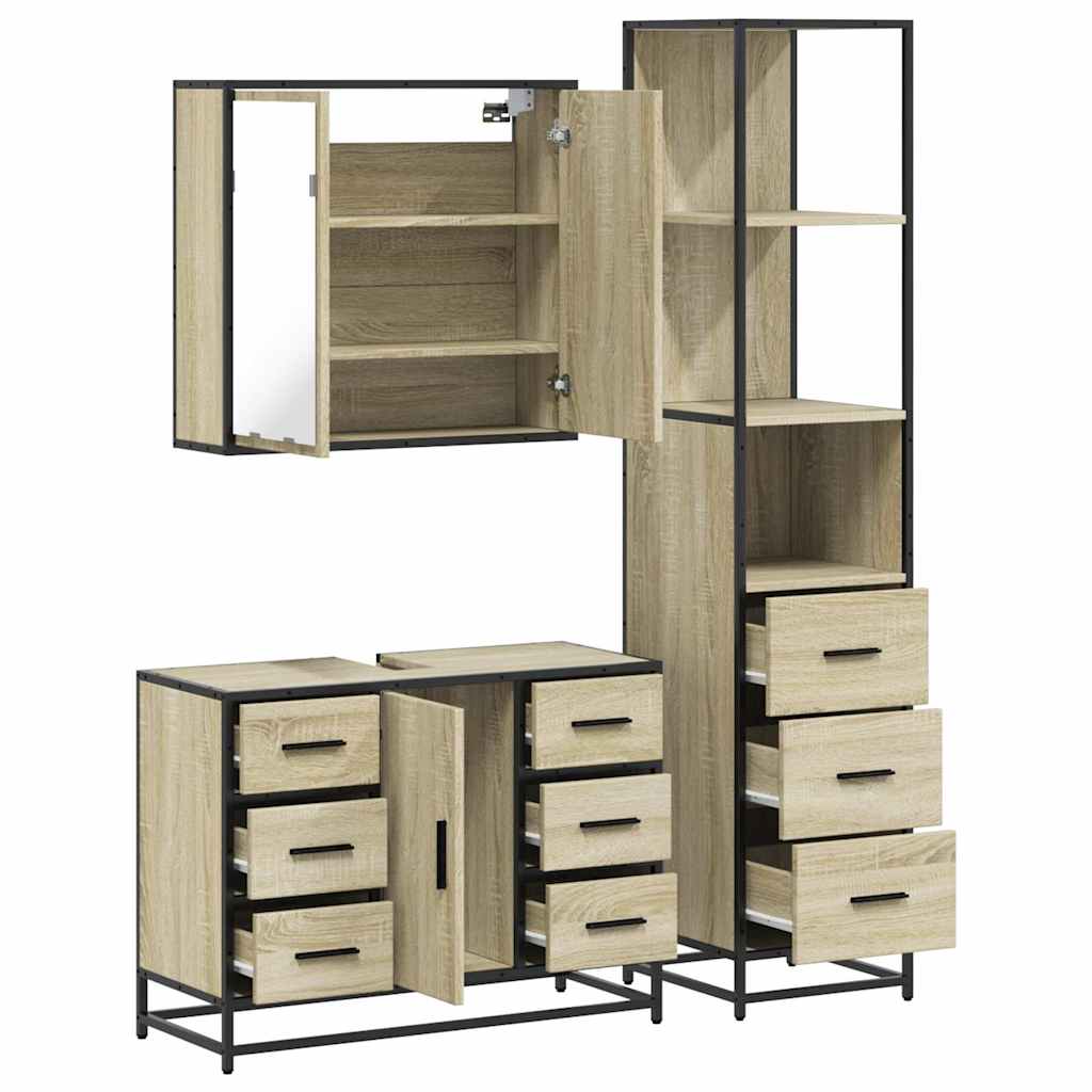 vidaXL Ensemble de meubles de salle de bain 3 pcs Chêne Sonoma Aggloméré