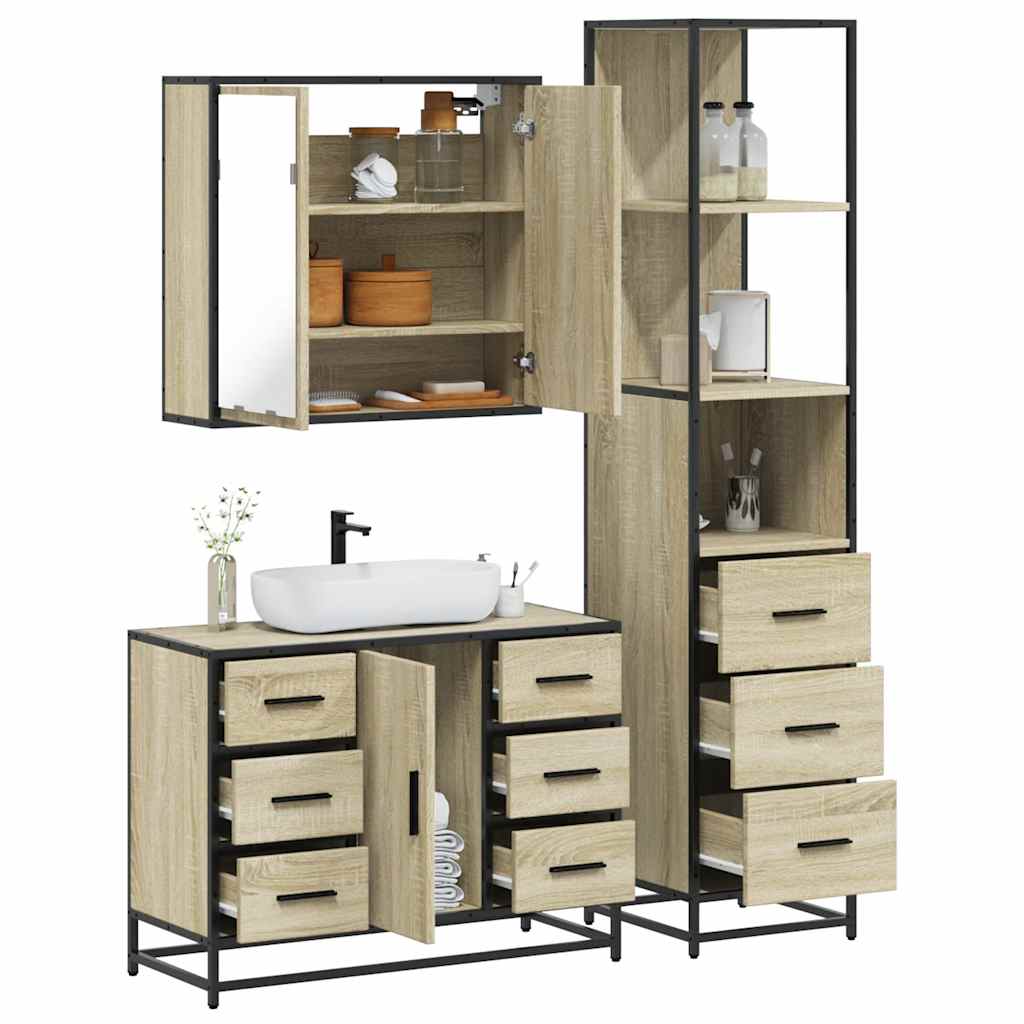 vidaXL Ensemble de meubles de salle de bain 3 pcs Chêne Sonoma Aggloméré