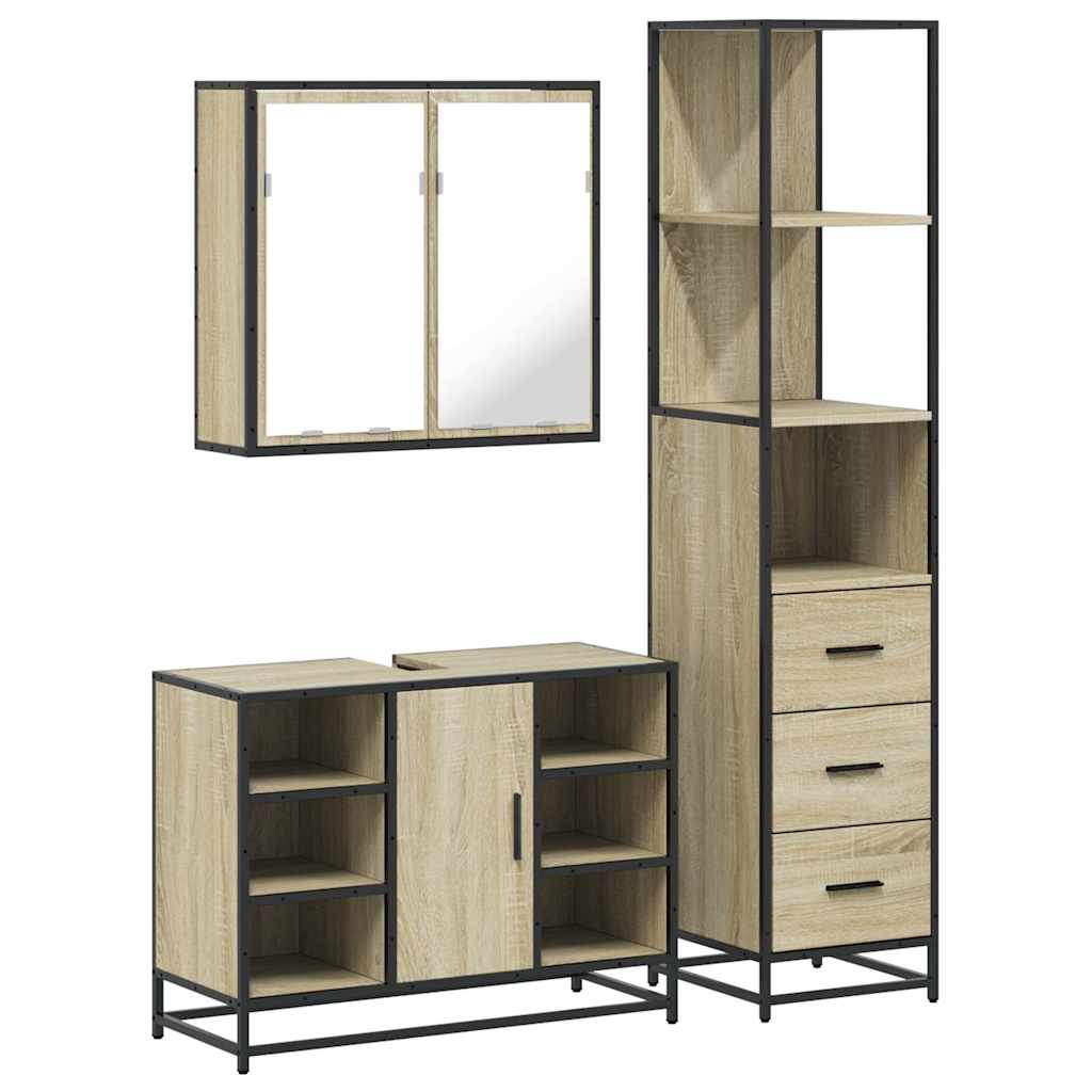 vidaXL Ensemble de meubles de salle de bain 3 pcs Chêne Sonoma Aggloméré