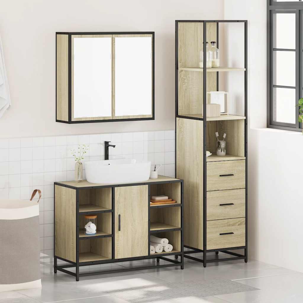 vidaXL Ensemble de meubles de salle de bain 3 pcs Chêne Sonoma Aggloméré