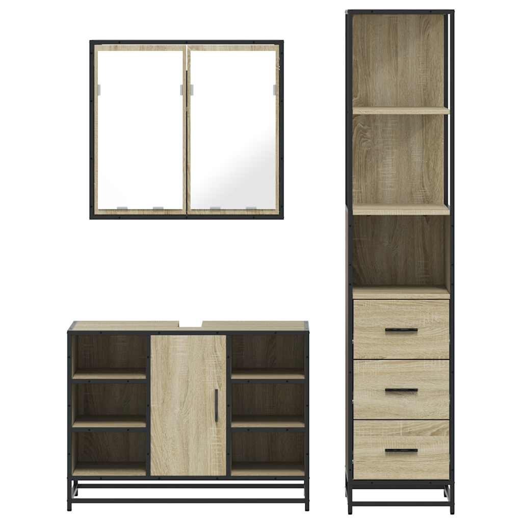 vidaXL Ensemble de meubles de salle de bain 3 pcs Chêne Sonoma Aggloméré