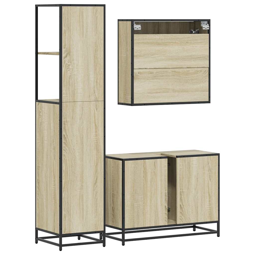 vidaXL Ensemble de meubles de salle de bain 3 pcs Chêne Sonoma Aggloméré
