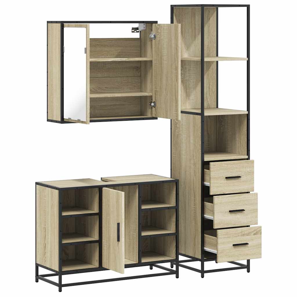 vidaXL Ensemble de meubles de salle de bain 3 pcs Chêne Sonoma Aggloméré