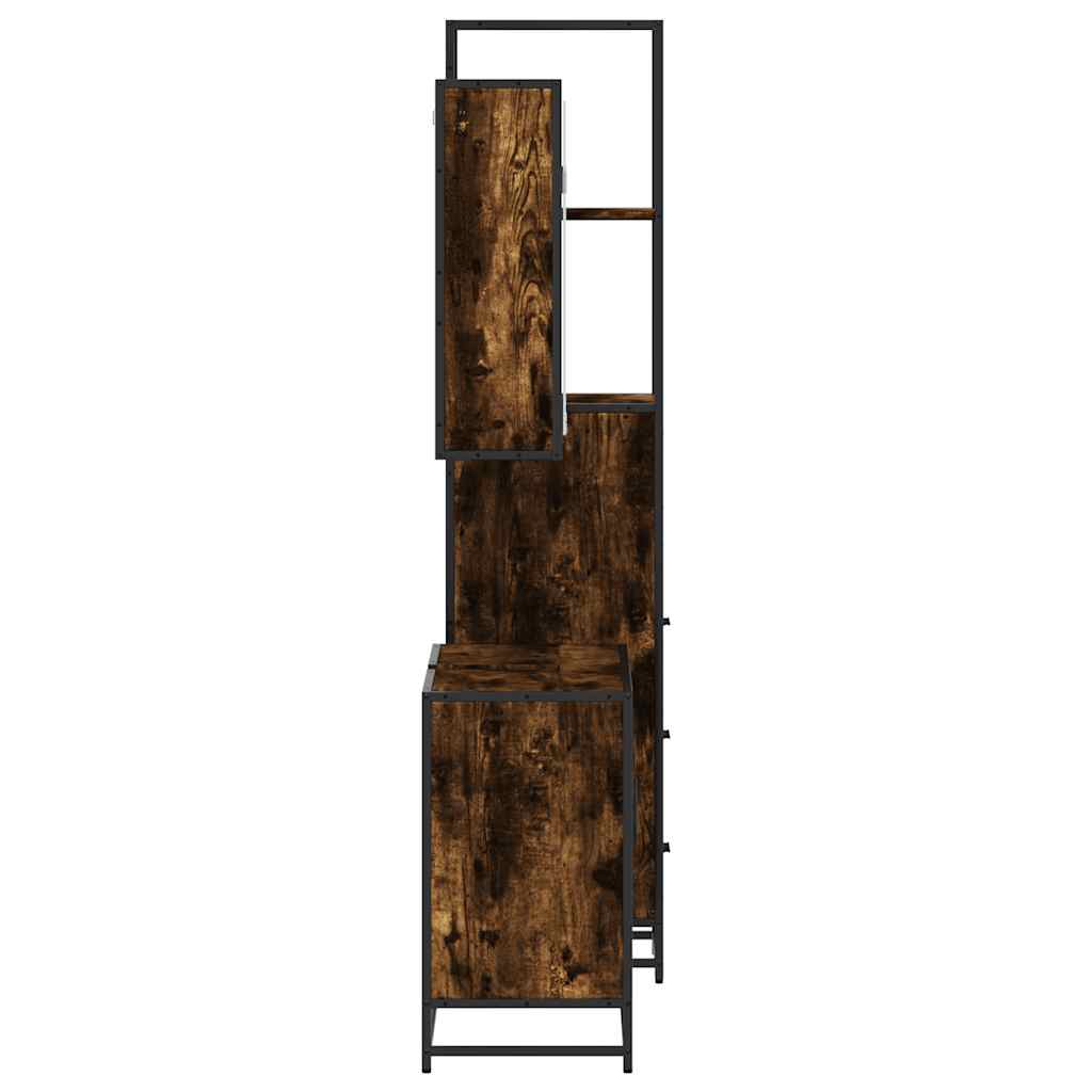 vidaXL 3-tlg. Badmöbel-Set Räuchereiche Holzwerkstoff