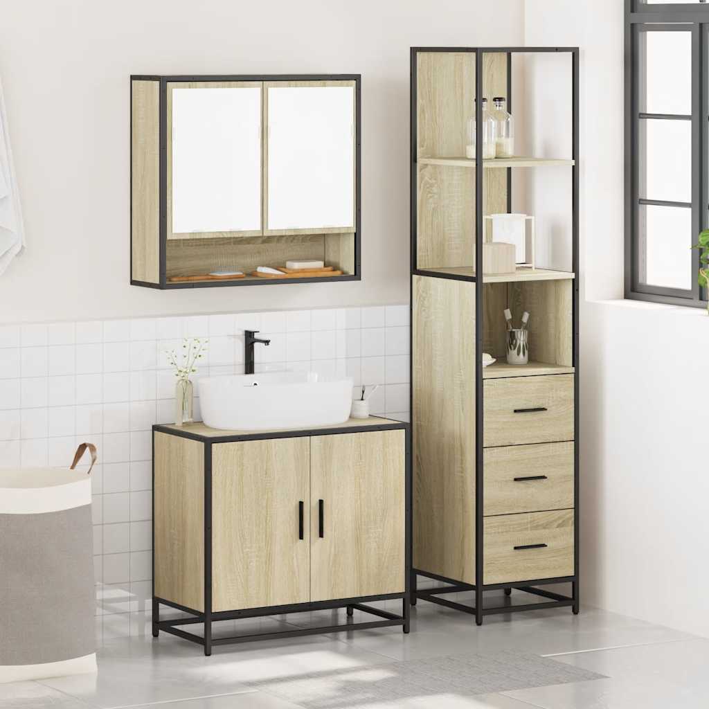 vidaXL Ensemble de meubles de salle de bain 3 pcs Chêne Sonoma Aggloméré