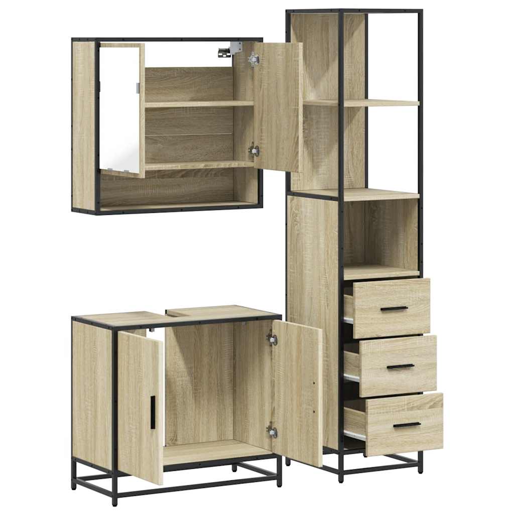 vidaXL Ensemble de meubles de salle de bain 3 pcs Chêne Sonoma Aggloméré