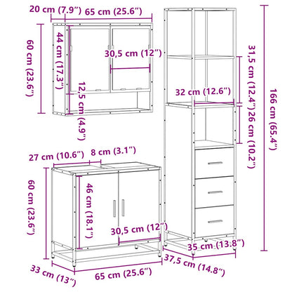 vidaXL Ensemble de meubles de salle de bain 3 pcs Chêne Sonoma Aggloméré