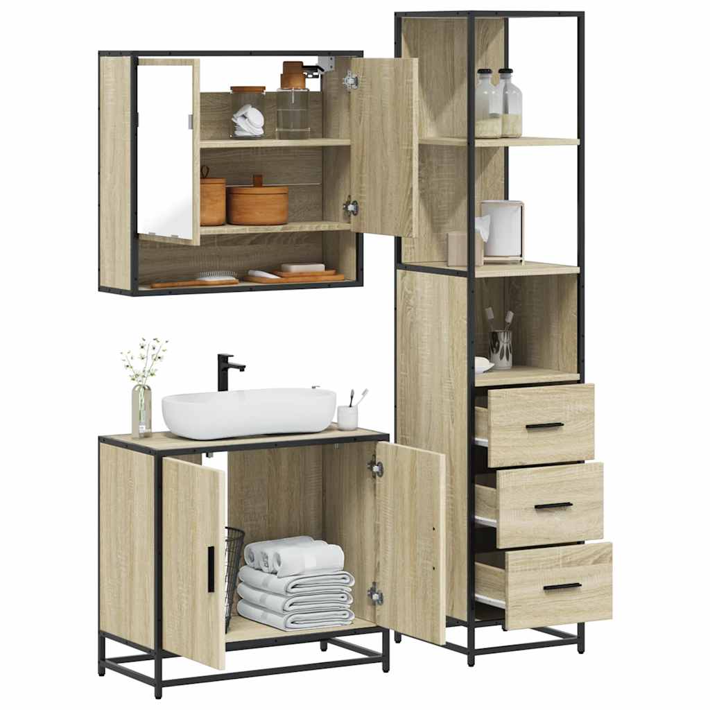 vidaXL Ensemble de meubles de salle de bain 3 pcs Chêne Sonoma Aggloméré