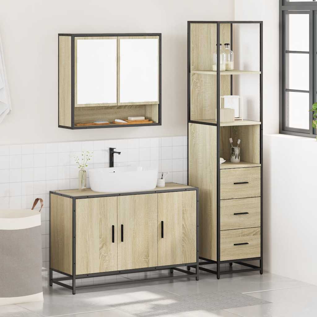 vidaXL Ensemble de meubles de salle de bain 3 pcs Chêne Sonoma Aggloméré