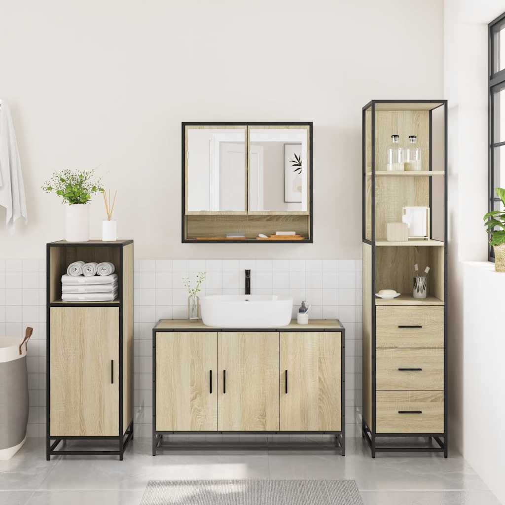 vidaXL Ensemble de meubles de salle de bain 3 pcs Chêne Sonoma Aggloméré