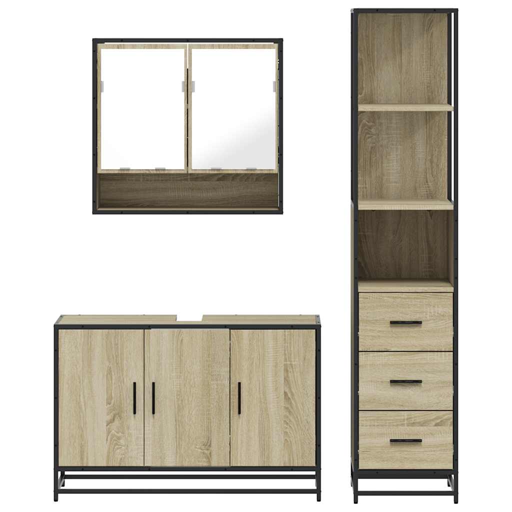 vidaXL Ensemble de meubles de salle de bain 3 pcs Chêne Sonoma Aggloméré