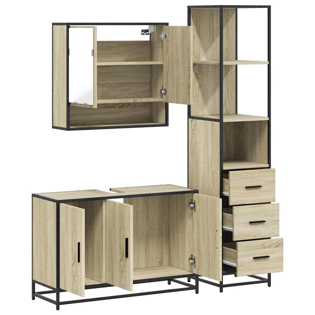 vidaXL Ensemble de meubles de salle de bain 3 pcs Chêne Sonoma Aggloméré