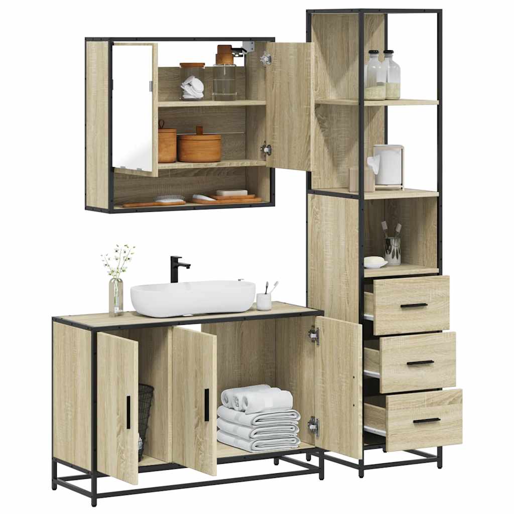 vidaXL Ensemble de meubles de salle de bain 3 pcs Chêne Sonoma Aggloméré