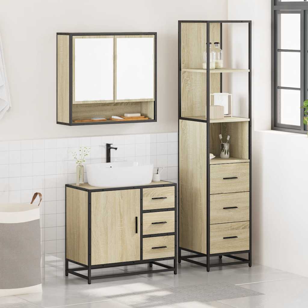 vidaXL Ensemble de meubles de salle de bain 3 pcs Chêne Sonoma Aggloméré