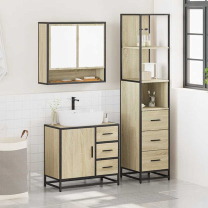 vidaXL Ensemble de meubles de salle de bain 3 pcs Chêne Sonoma Aggloméré